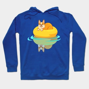 Corgi in the pool Hoodie